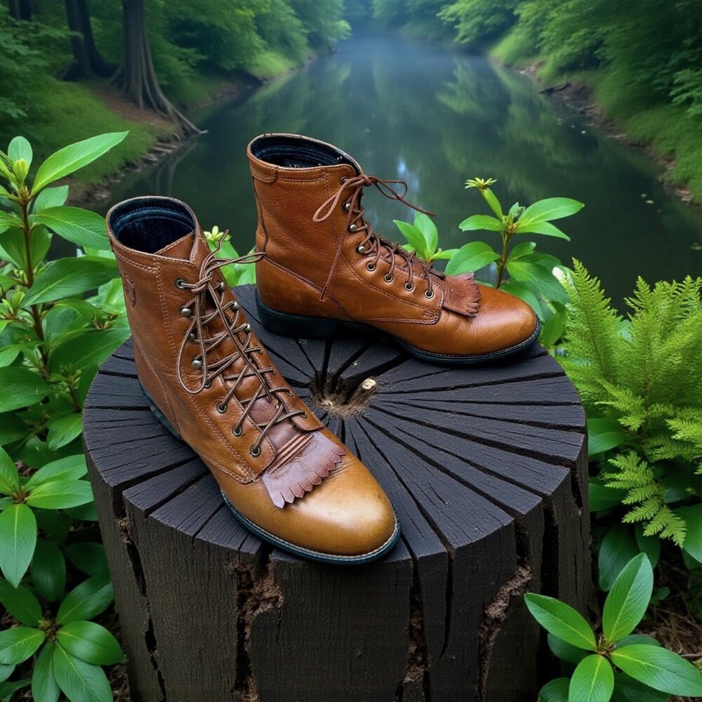 Ariat ATS Technology Heritage Kiltie Lace Up Roper Boots Size 39.5 US 8.5